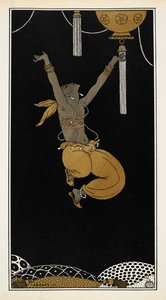 Nijinsky as the Golden Slave in Sheherazade, Nijinsky in Mid-Jump by Georges Barbier