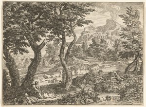 Landscape with a Traveler Resting by Georges Focus
