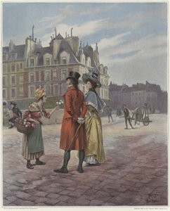 Flower Seller in Pont-Neuf by Georges Jules Auguste Cain