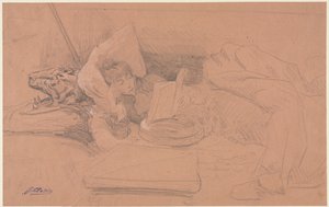 Sarah Bernhardt Reclining on a Divan, Reading