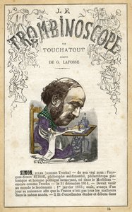 Jules Simon (1814-1896) - illustration from "Le Trombinoscope", a satirical political periodical by Leon-Charles Bienvenu, known as Touchatout monography N. 14, Paris by Georges Lafosse