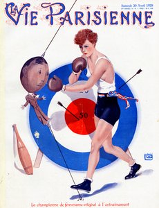 The champion of integral feminism training - illustration from La Vie Parisienne