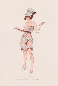 Woman Clothed in Ration Coupons by Georges Leonnec