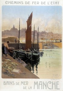 The sea baths of the English Channel (View of the port of Granville) - Poster of the State Railways, by Meunier