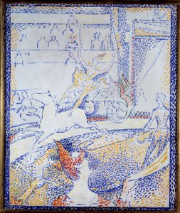 Circus. A dancer doing an acrobatic number on horseback and a clown. Sketch by Georges Seurat (1859-1891) by Georges Pierre Seurat