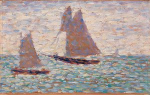 Two Sailboats at Grandcamp by Georges Seurat