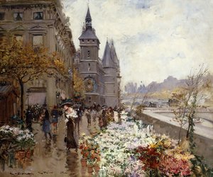 A Flower Market Along the Seine