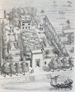 View of Egyptian Villa along the Nile, Reconstruction by Chipiez, from History of Art in Antiquity (Egypt, Assyria, Persia, Asia Minor, Greece, Etruria, Rome) by Georges and Chipiez Charles Perrot
