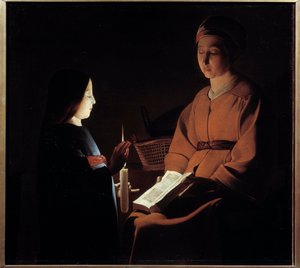 Education of the Virgin by Georges de la (after) Tour