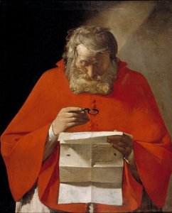 Saint Jerome Reading a Letter (Painting by Georges de La Tour, c. 1628-1629) by Georges de La Tour