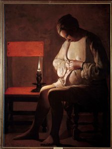 The woman with the flea by Georges de La Tour
