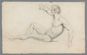 Seated Male Nude with Raised Arm