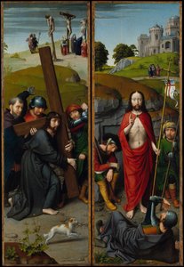 Christ Carrying the Cross, with the Crucifixion, The Resurrection, with the Pilgrims, ca. 1510 by Gerard David