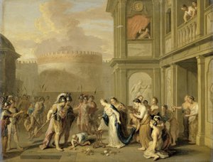 Queen Cleophis Offering Wine to Alexander the Great after his Conquest of Mazaka by Gerard Hoet (I)