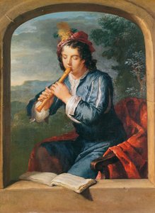 Young Man Playing the Flute