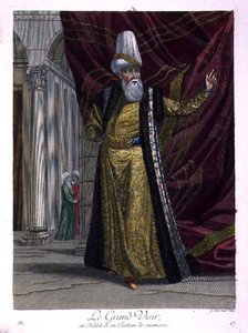 The Grand Vizir, in ceremonial robes and turban by Gerard Jean Baptiste Scotin