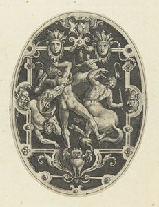 Hercules Fighting the Centaurs (series title: Oval Decorations with the Deeds of Hercules in Grotesques) by Gerard de Jode