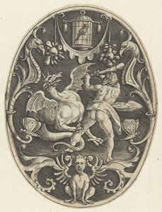 Flat Decoration: Hercules Kills the Dragon Ladon by Gerard de Jode