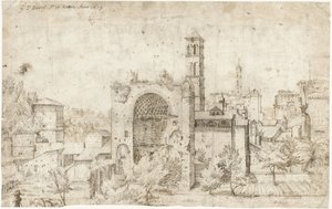 View of the Apse of the Temple of Venus and Roma and the Convent of S. Maria Nova, Rome by Gerard ter Borch