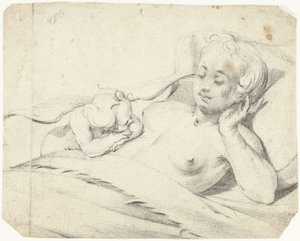 Venus in Bed with Watching Cupid by Gerard ter Borch (I)