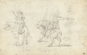Two Soldiers on Horseback by Gerard ter Borch (II) (possibly)