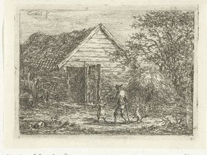 Hunter by a Sod Hut