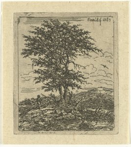 Landscape with Oak and Hunter by Gerardus Emaus de Micault