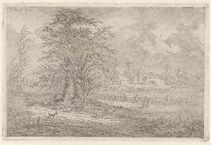 Shepherd by Cornfield (The Waterspout at Zoelmond) by Gerardus Emaus de Micault
