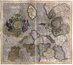 Northwest England (engraving) by Gerardus Mercator