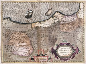 Oviedo, Burgos, Bilbao, Bayonne (Asturias), Spain (engraving) by Gerardus Mercator