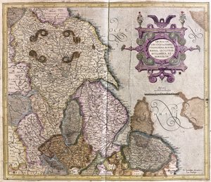 Yorkshire, Lincolnshire, Staffordshire, Nottinghamshire, Leicestershire, Rutland and Norfolk, Great Britain by Gerardus Mercator