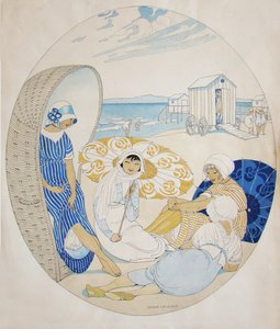 Chatting on the Danish Beach by Gerda Wegener