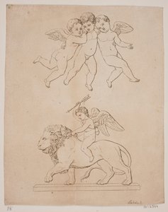 Plate with Three Cupids and Below Cupid on a Lion