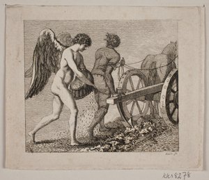 Winged Genius Following a Plowman by Gerhard Ludvig Lahde