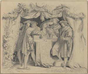 Men Throwing Dice by German 19th Century