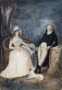 Charlotte von Stein and Johann Wolfgang von Goethe in Conversation by German Master