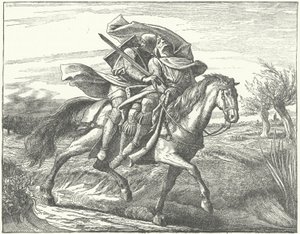 A German knight carrying Valdemar II of Denmark to safety after his defeat at the Battle of Bornhoved