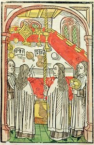 A Greek Orthodox mass at the Council of Constance in 1415, illustration from the Chronicle of the Council of Constance by Ulrich Richental (1378-1437) 1483 by German School