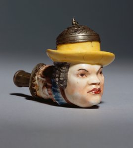 A Meissen portrait pipe-bowl of the court jester Frohlich, c.1742 by German School