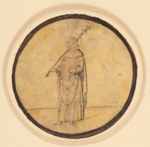 A roundel depicting St Louis of France holding a sceptre over his right shoulder by German School