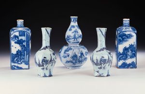 A Selection of Frankfurt Blue and White Ceramics in a Chinese Style, c.1700-10 by German School