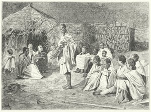 A travelling minstrel and his audience in Abyssinia by German School