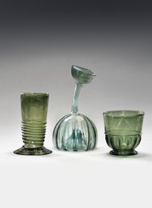 A Waldglas Beaker, a Strangenglas, and a Kuttrolf by German School