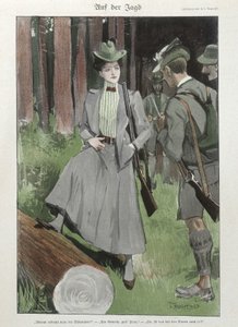 A woman in the shooting hunt - German doc by German School