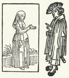 A woodcut of a scene from the story of Till Eulenspiegel by German School