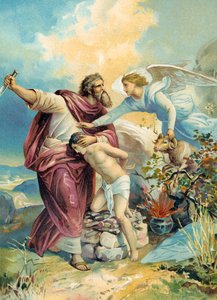 Abraham about to sacrifice Isaac