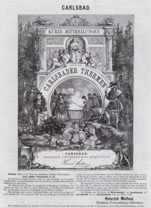 Advertisement for Mattoni mineral water and other products from the spa at Carlsbad (Karlovy Vary), Bohemia by German School
