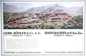 Advertisement for the steelworks & armaments factory of the Austrian company Gebr.Boehler & Co, from a Bulgarian almanac, c.1916 by German School