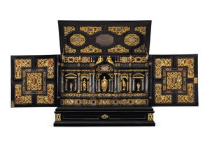 An Augsburg Gilt-Metal, Rock-Crystal and Pierre Dure-Mounted Ebony, Kingwood and Ebonised Table-Cabinet, c.1630-40 by German School