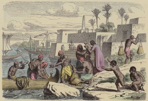Ancient Egyptian fishermen by German School